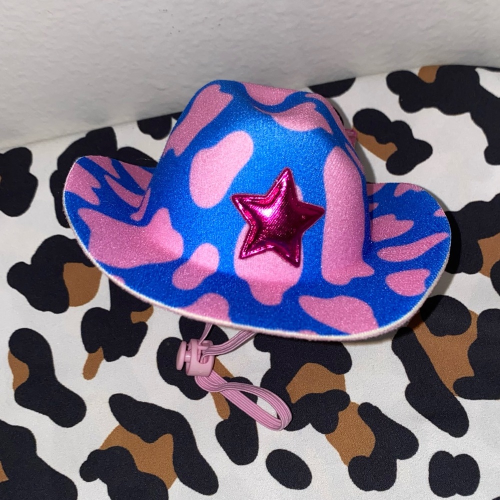 VIBRANT LIFE PINK & BLUE STAR SMALL DOG PET COWBOY HAT